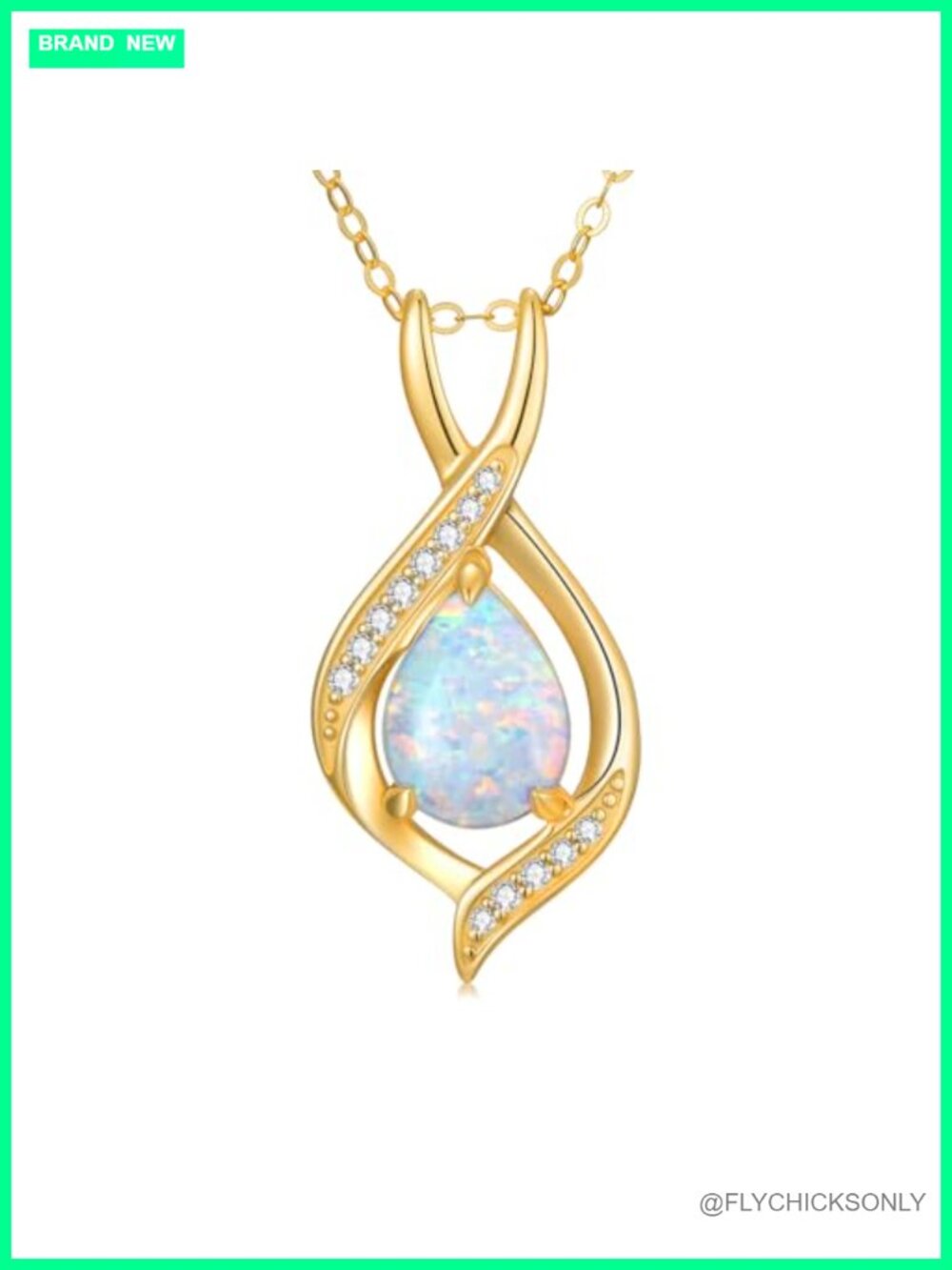 14K Yellow Gold Opal Pendant Necklace 18 Inch Fine Jewelry Gift for Her